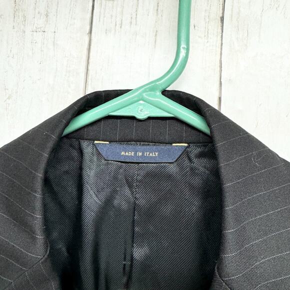 Brooks Brothers Suit Jacket Mens Size 40R Black Single Breasted Striped - Picture 2 of 7